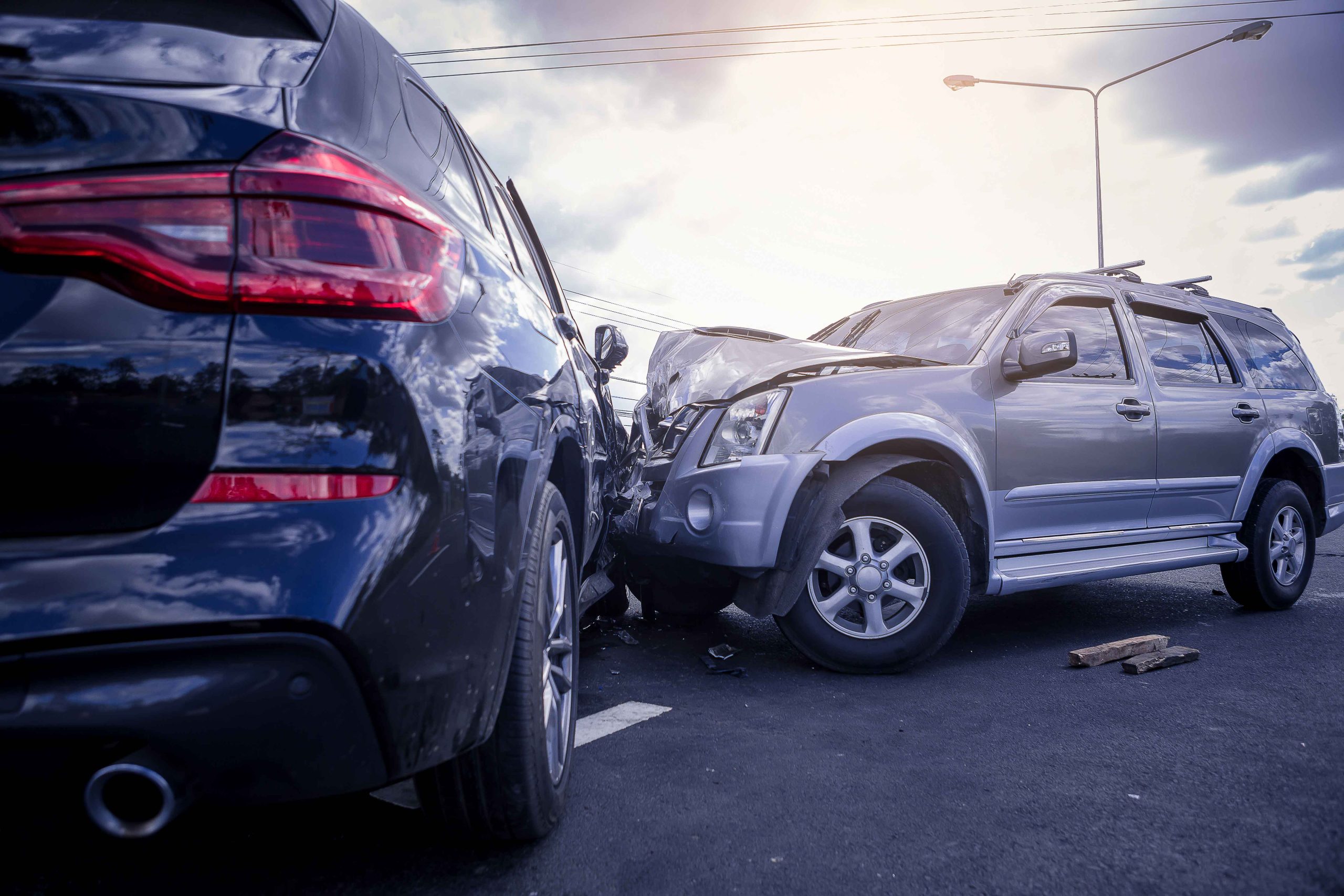 Car crash dangerous accident on the road. car accident